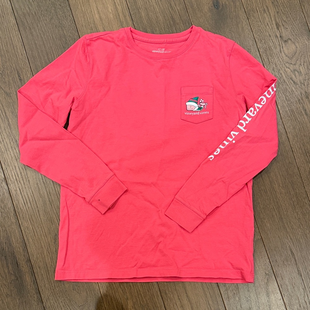 Vineyard Vines Pink Christmas Long Sleeve Tee XL (16) C5-057